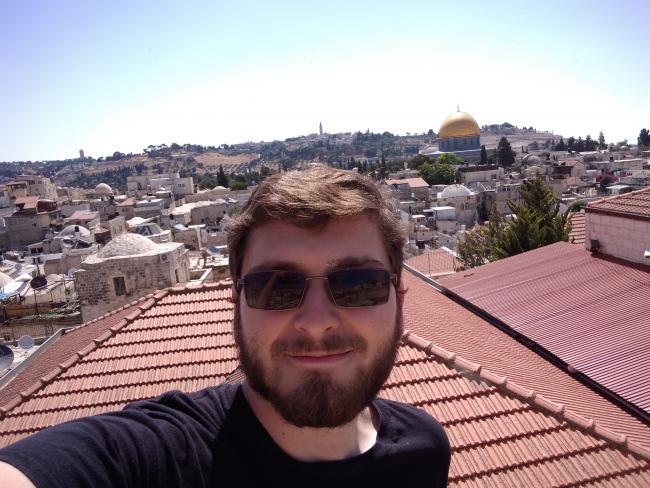  student selfie in old city of Jerusalem