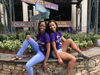  Freedom School Interns DaShanae and Yara in matching purple shirts