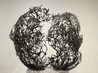 plasma-cut steel sculpture of brain by  College student Adrienne Lee '21
